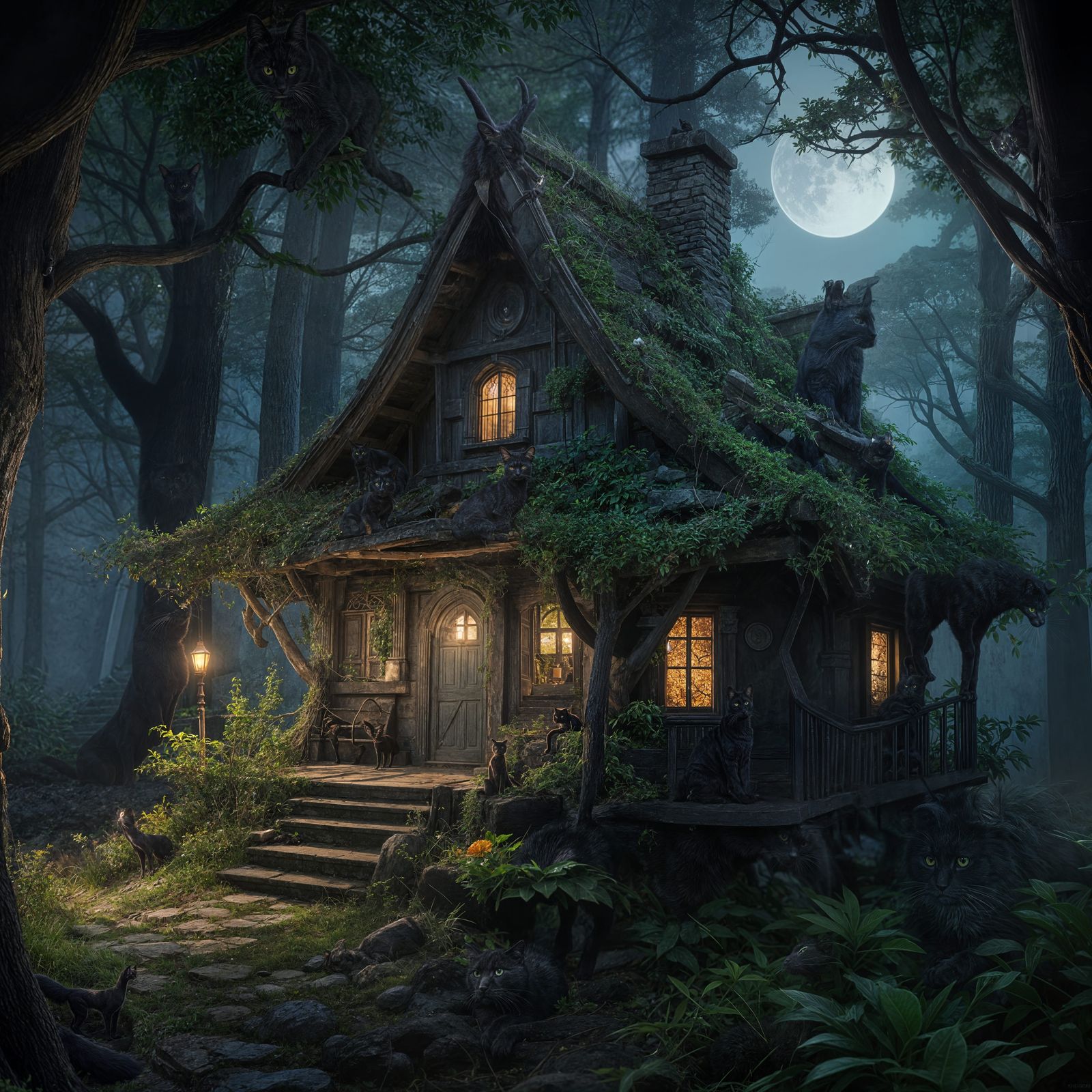 Ancient Forest Cathedral of Twilight Magic