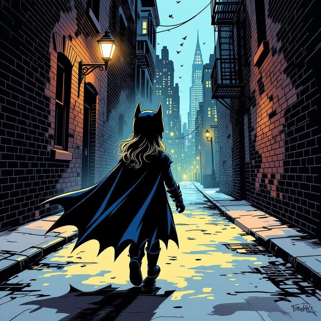 Keira Wayne as Batwoman in Noir Comic Style