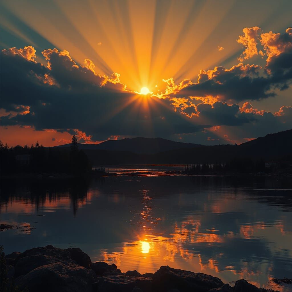 Dramatic Silhouette of Evil Lord at Sunset