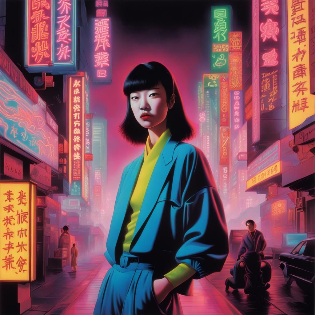 1980s Japanese Neon Graphic Design Ad