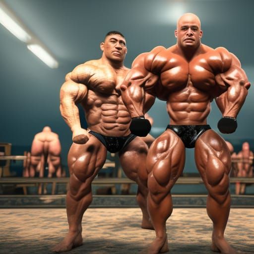 Extreme Bodybuilding Competition in 3D Game Style