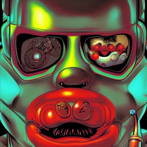 Cyborg Dog Versus Creepy Clown Comic Art