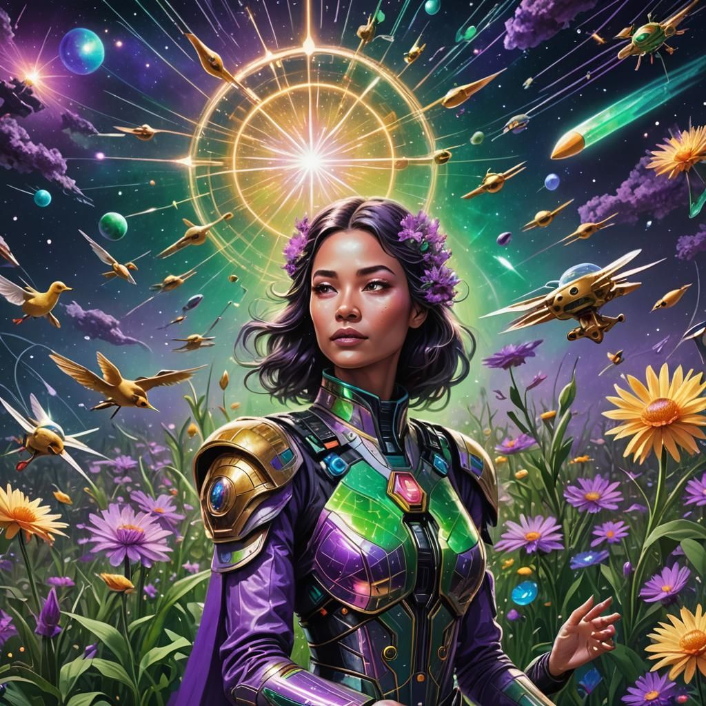 Futuristic Space General Commands Duck Drone Army