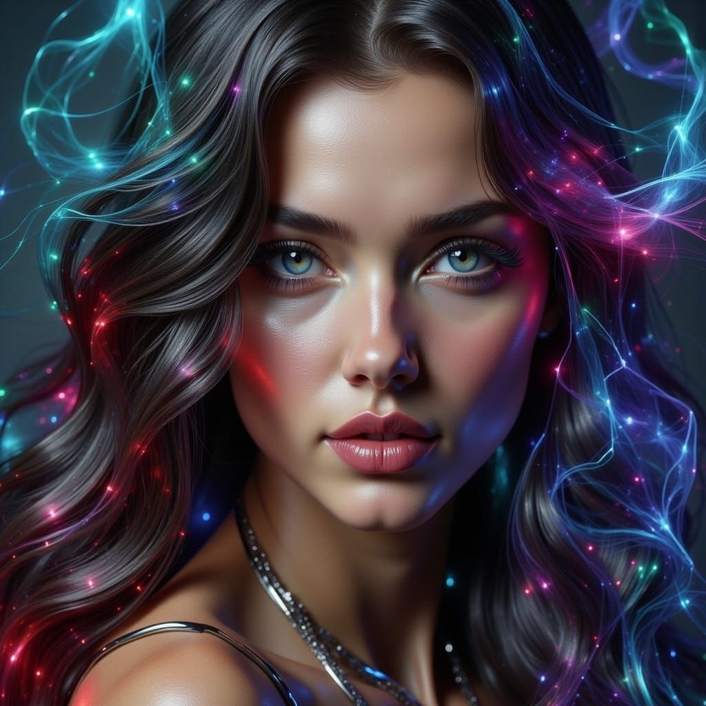 Beautiful Woman Portrait with Long Hair