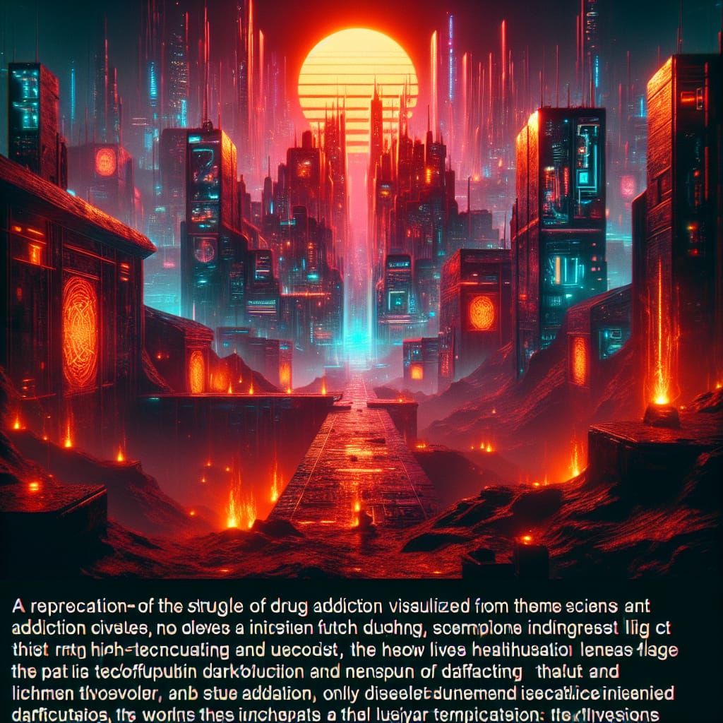 Dystopian Cyberpunk City: Visualizing Drug Addiction