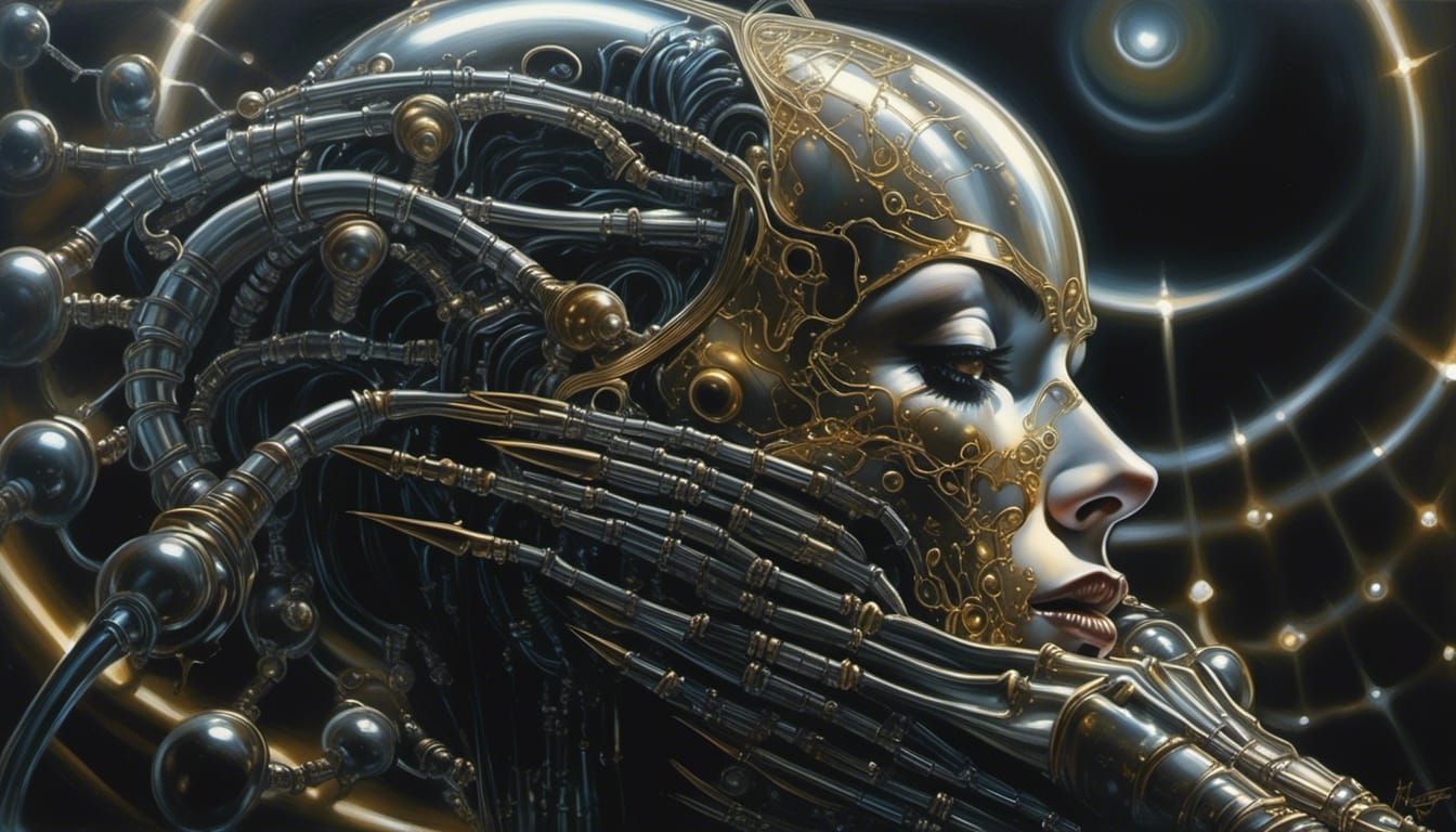 Extraterrestrial Beach Babe Portrait in Chiaroscuro Style