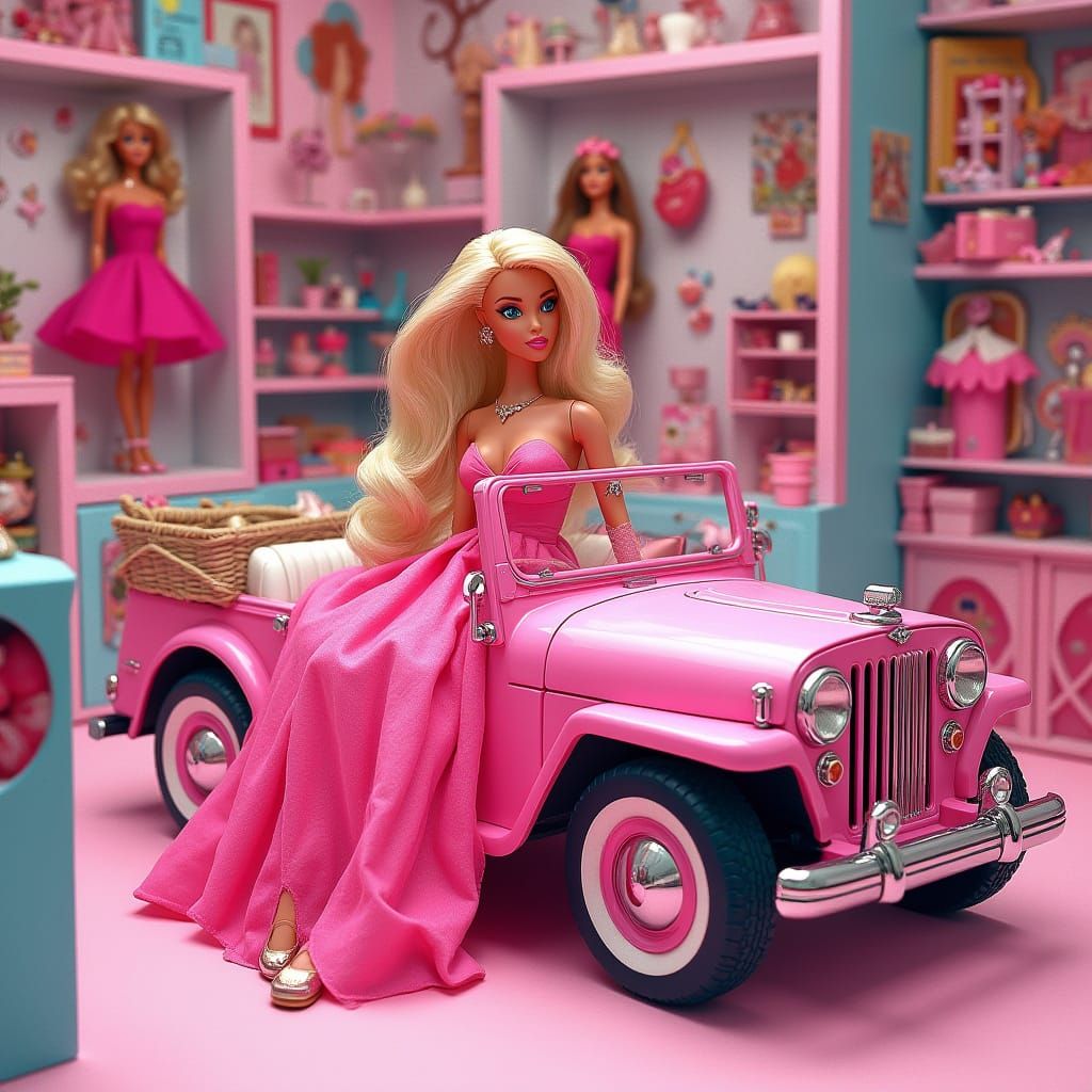 Barbie in a Box: Pop Art Digital Illustration