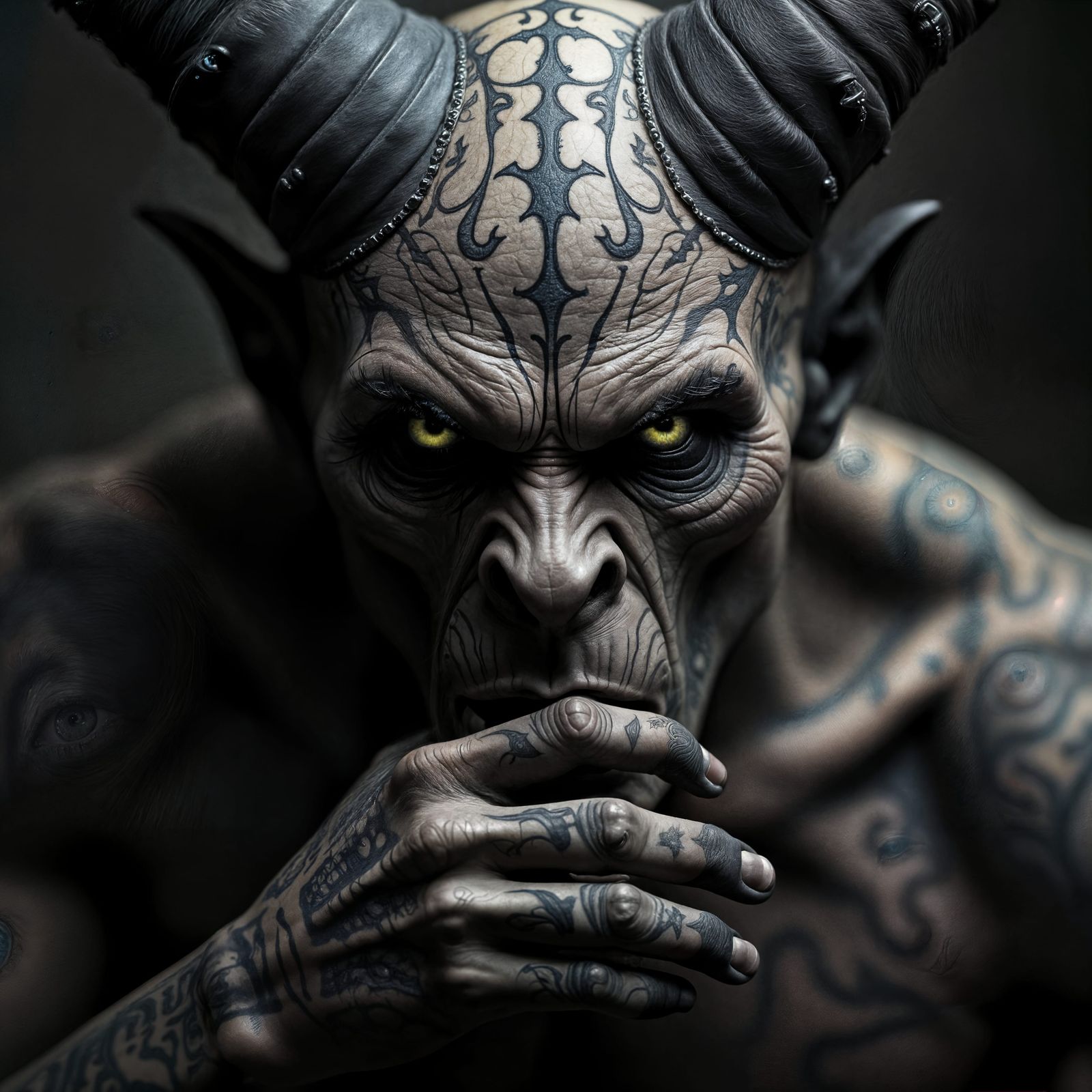 A Pale Demon's Intense Gaze