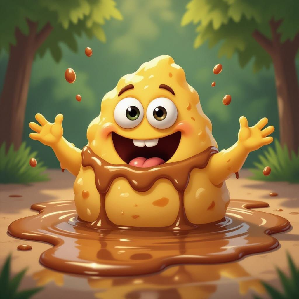 Happy Mashed Potato Monster Bathes in Gravy