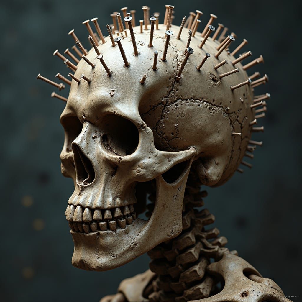 Intricate Skull Art Filled with Hundreds of Screws