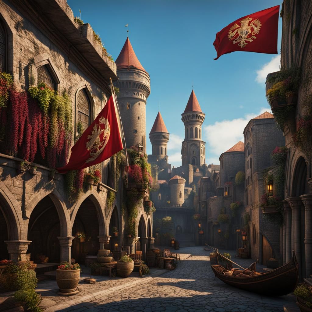 Drogheda and Ottoman Flags: Detailed Matte Painting