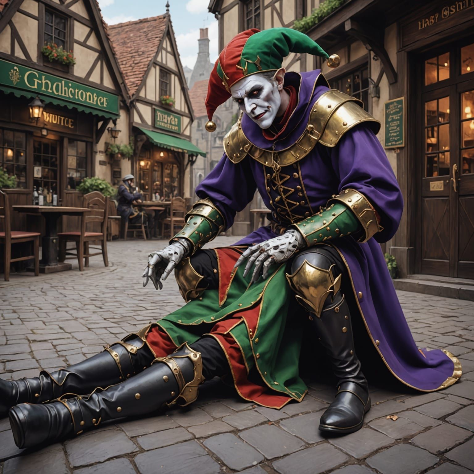 Jester with Entrails in Mythical Land, 3D Anime Art