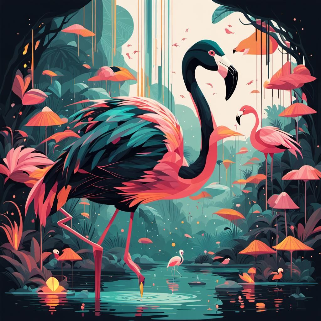 Enchanted Flamingo with Dynamic Lighting