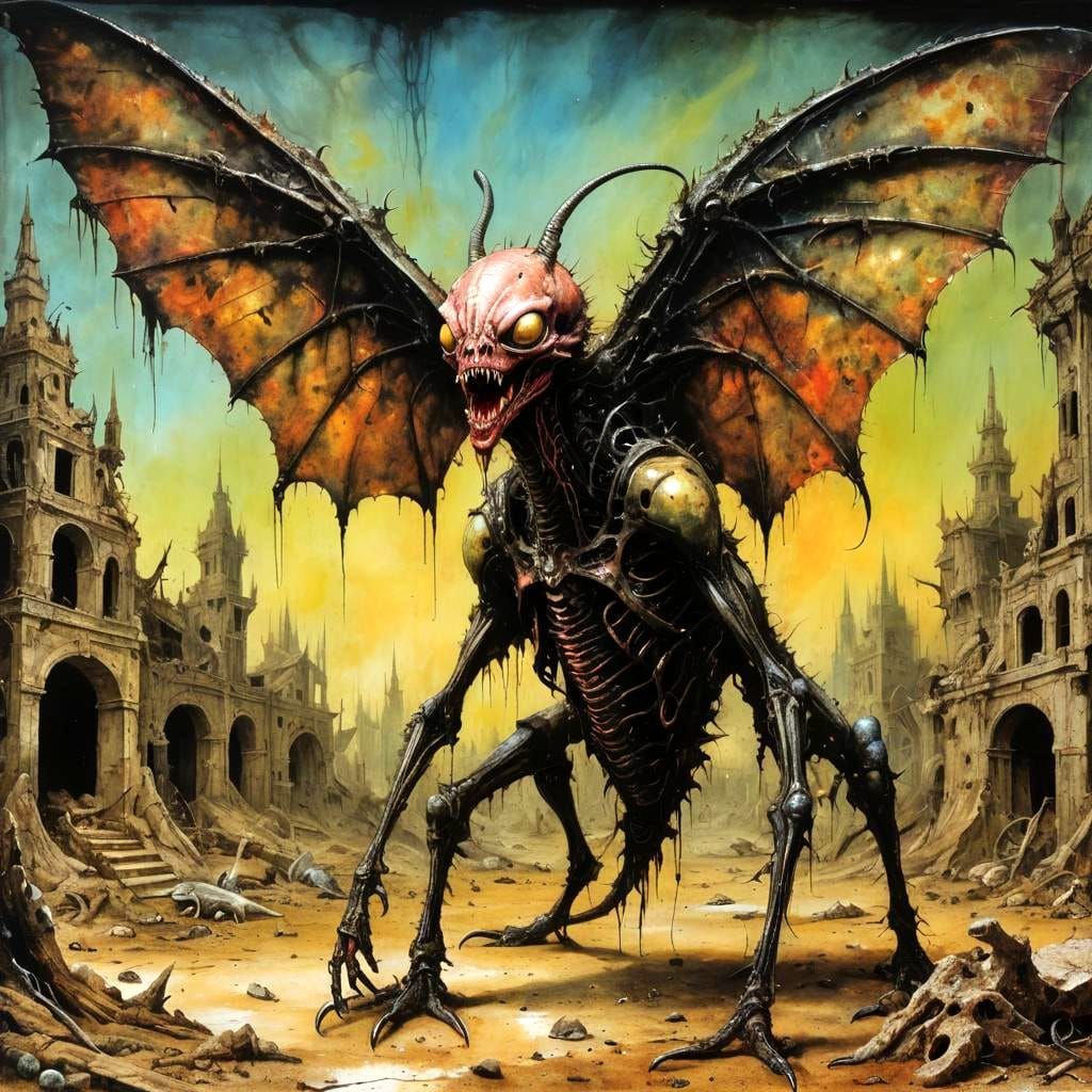 Grisly Alien Creature in Ruined World