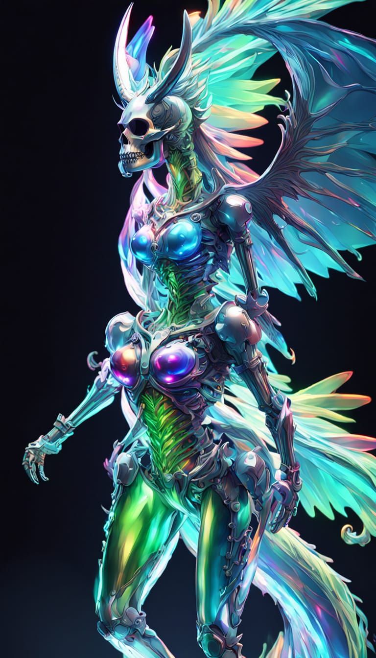 Dragon Girl in Vibrant Cosmic Scene