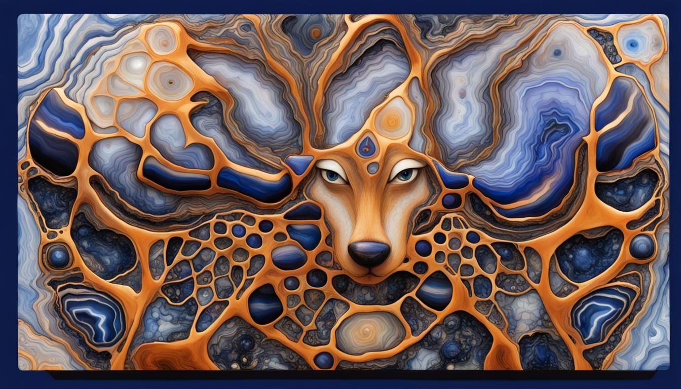 Marsupial with Agate and Lapis Lazuli Design