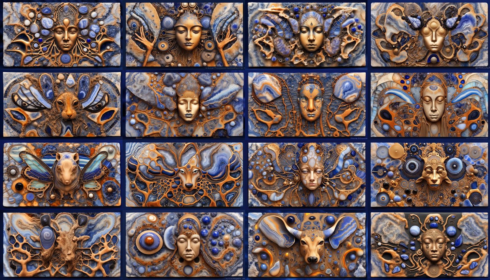 Marsupial with Agate and Lapis Lazuli Texture