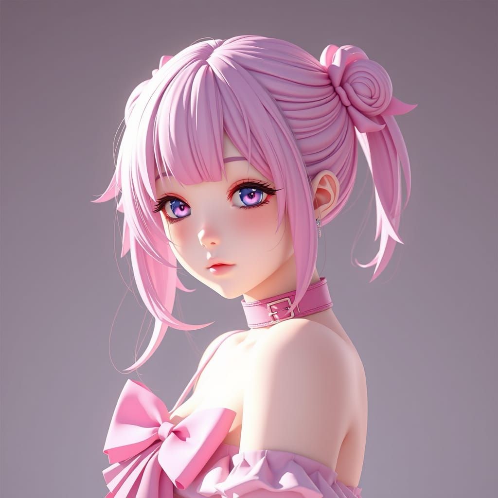 Cute Anime Girls in Vibrant Pink Aesthetic