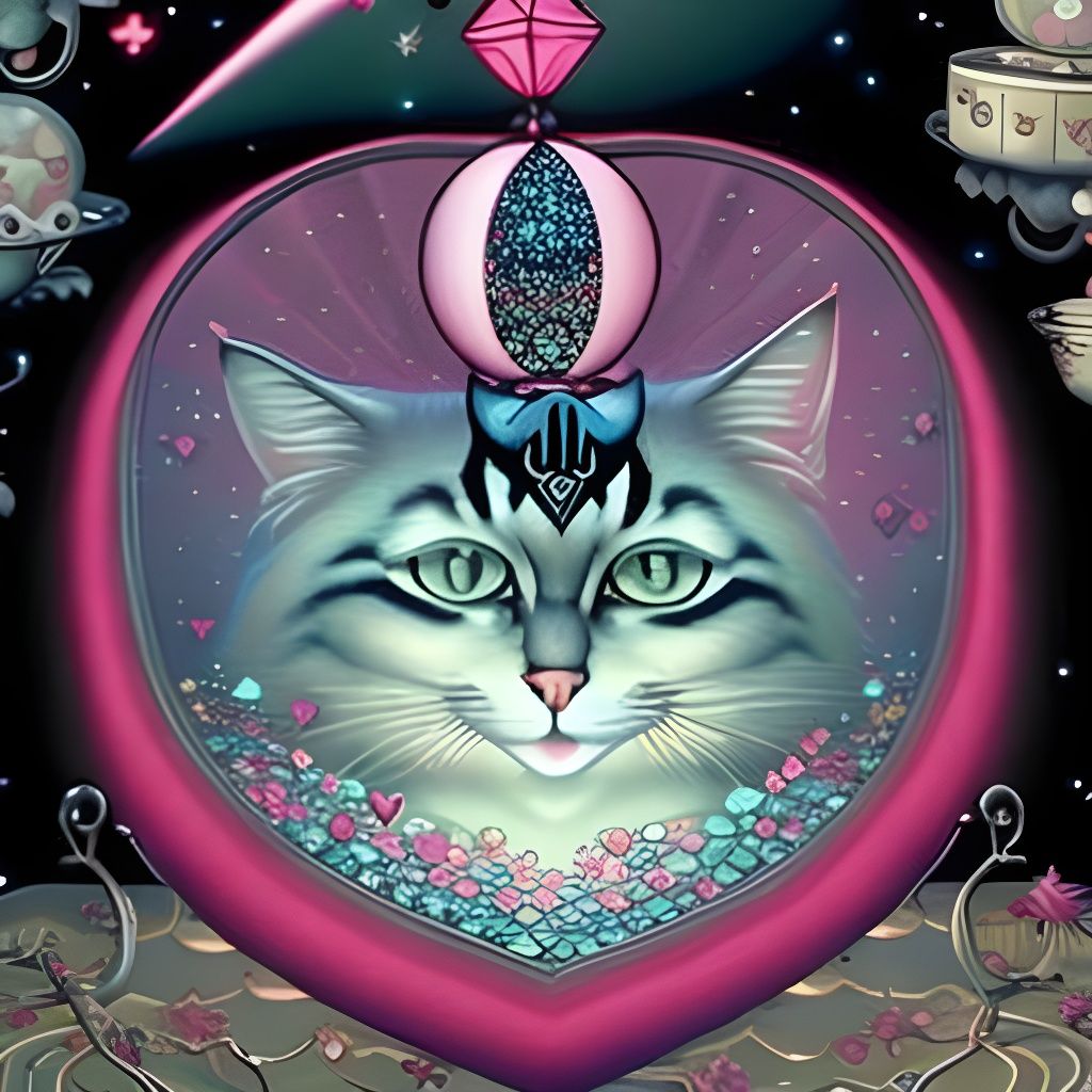 Psychic Cat's Valentine: Mystical Digital Art