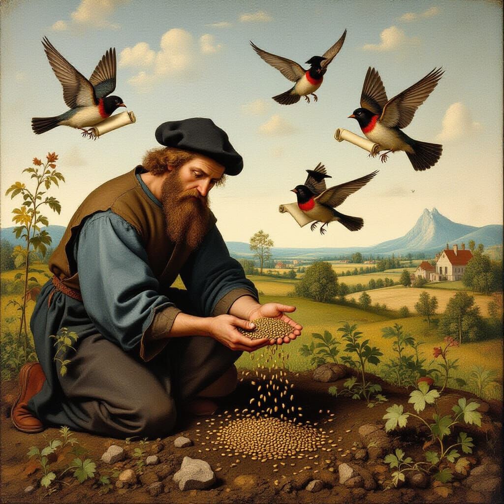Renaissance Parable: Man Sows Seeds for Scholarly Birds