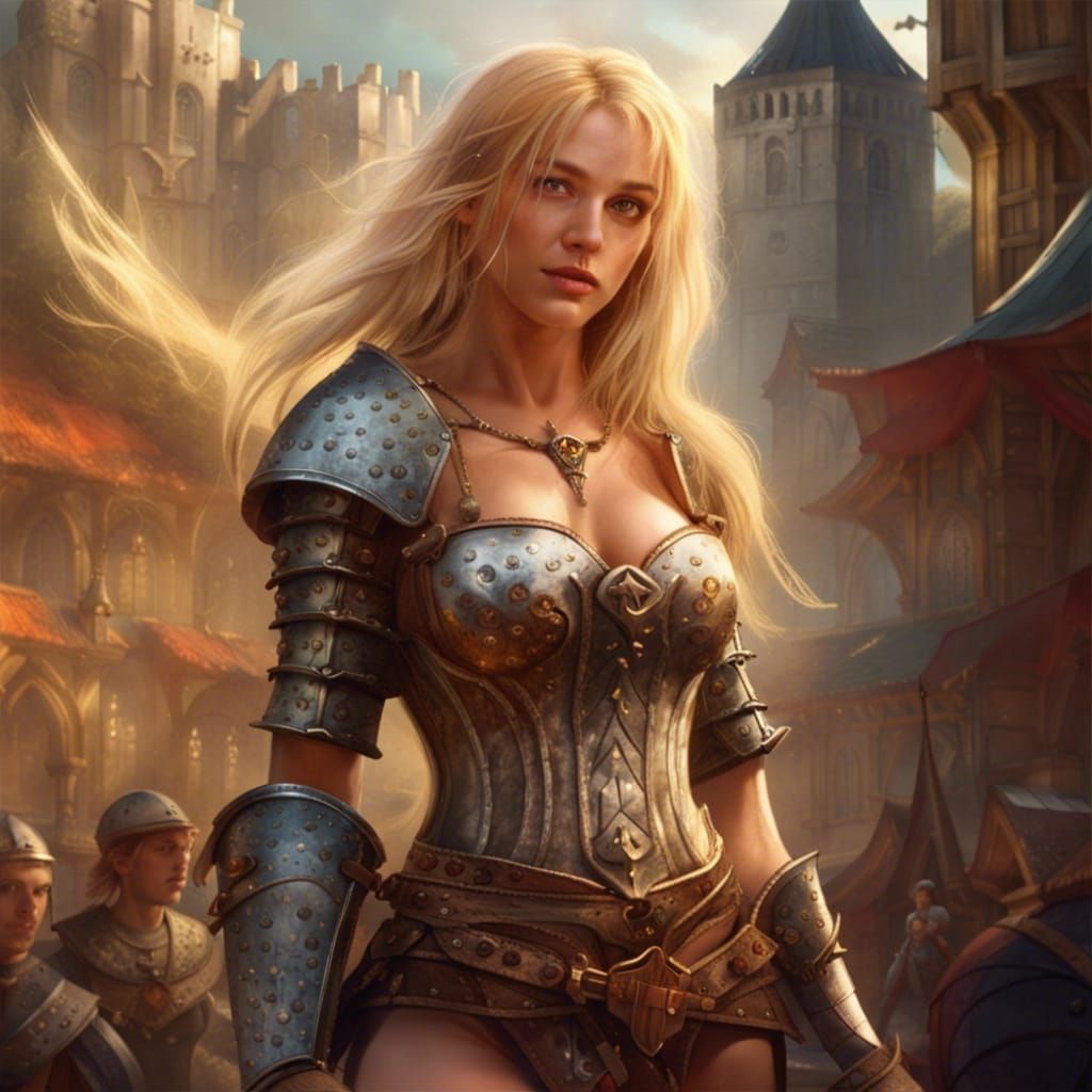Medieval Knight Girl in Armor: Fantasy Concept Art