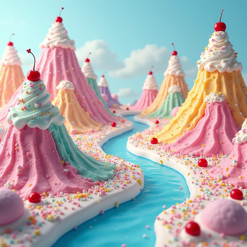 Ice Cream Mountains with River and Sprinkles