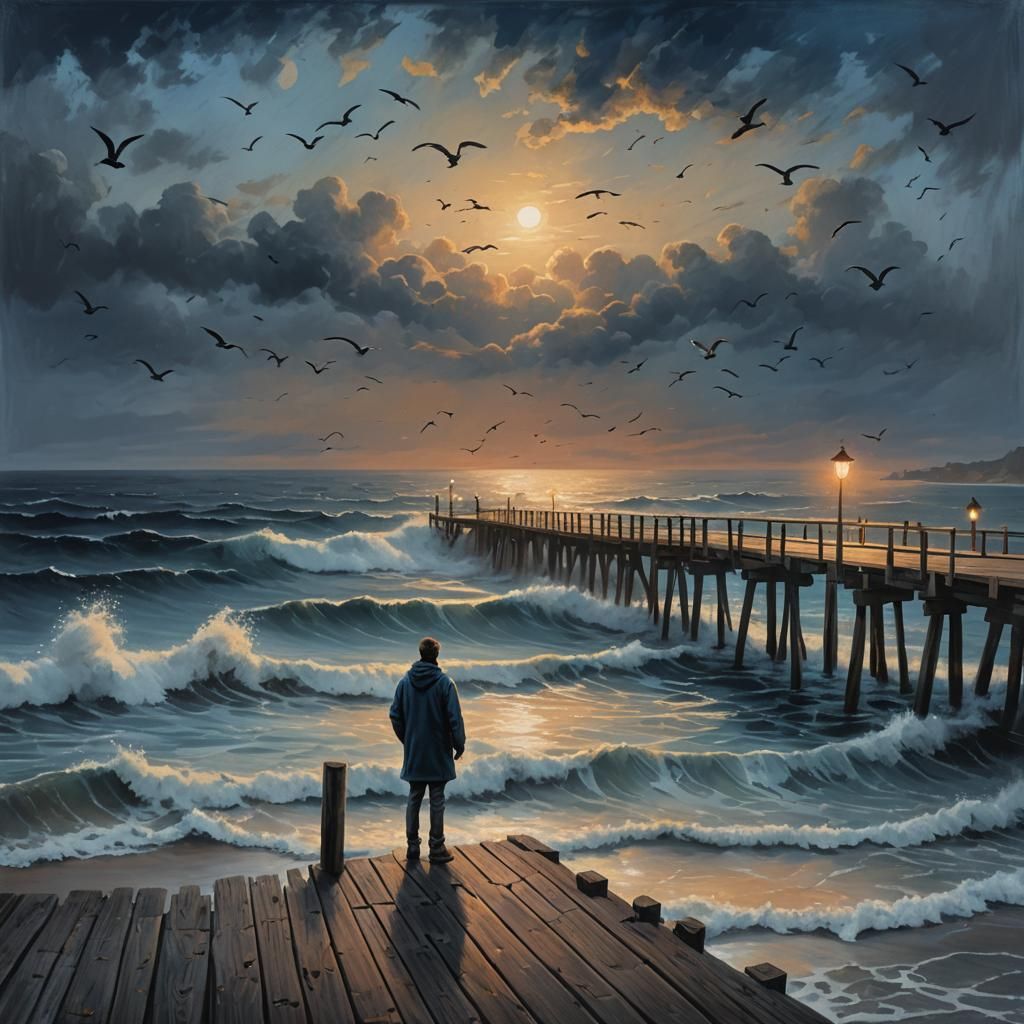 Pier at Dusk: Color Chalk Painting in Octane Render