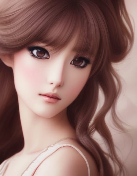 Anime Girl Portrait in Watercolor Style