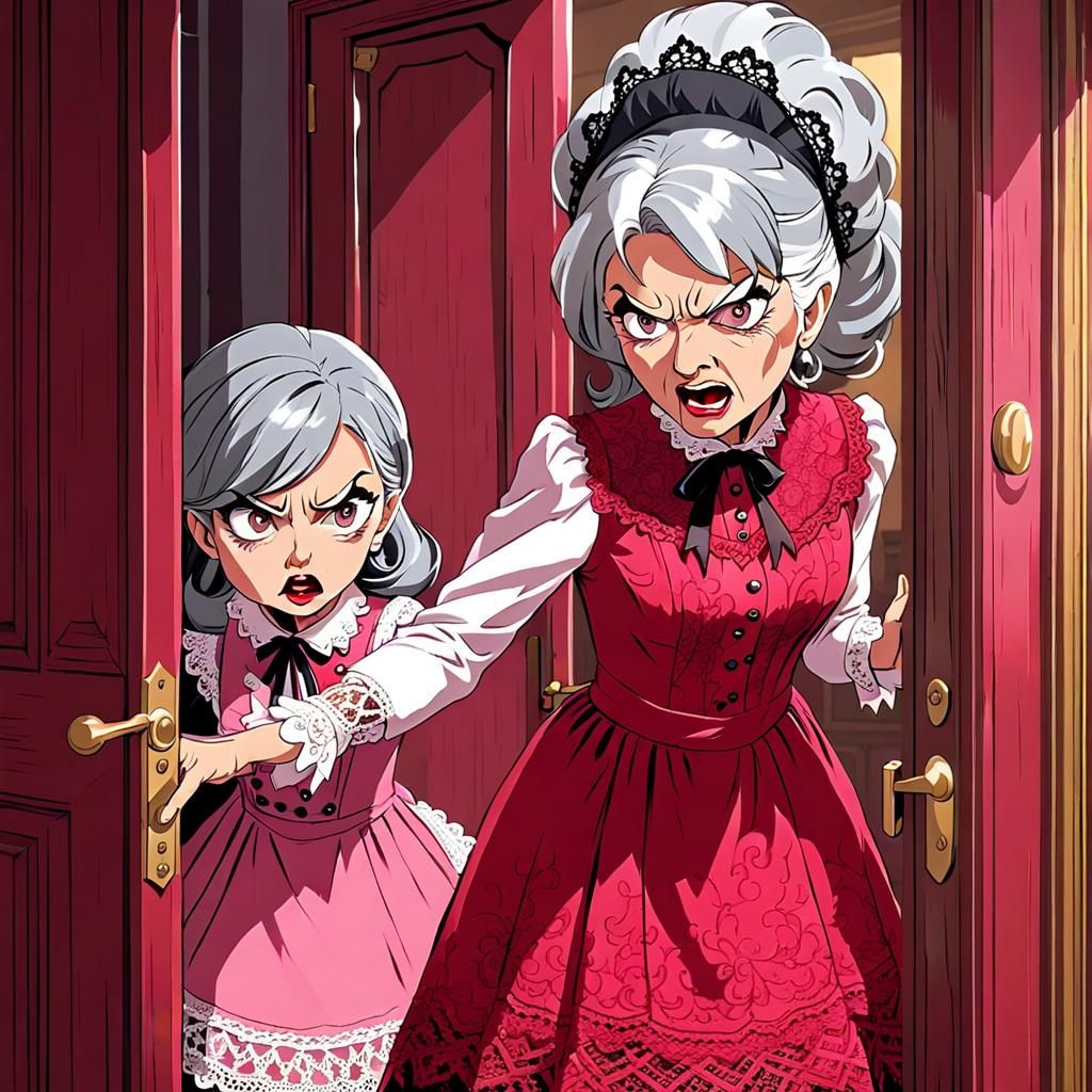 Mean Woman Pushes Girl in Wild West Saloon