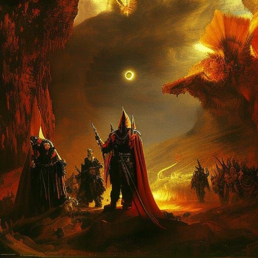 Vampire Lord Protecting Friends: Sci-Fi Fantasy Art