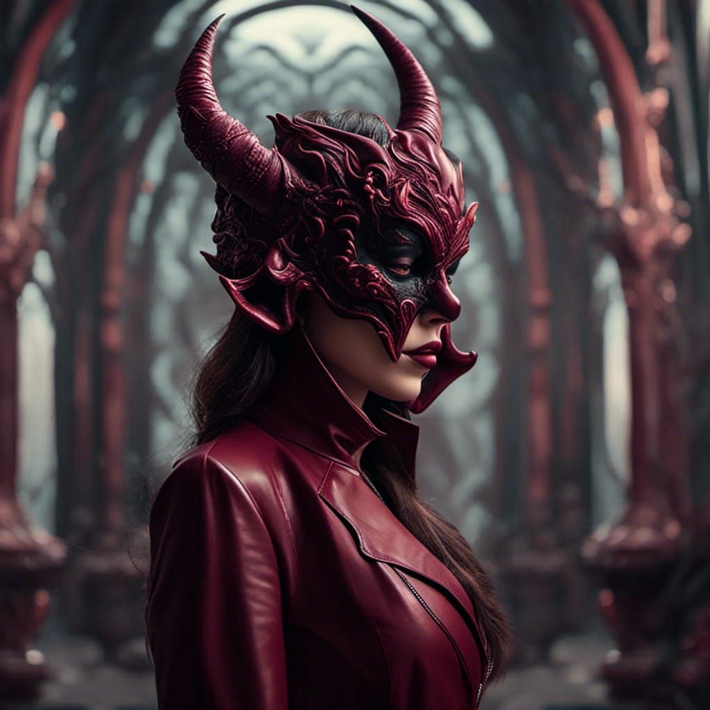 Woman with Demon Mask: Digital Matte Painting