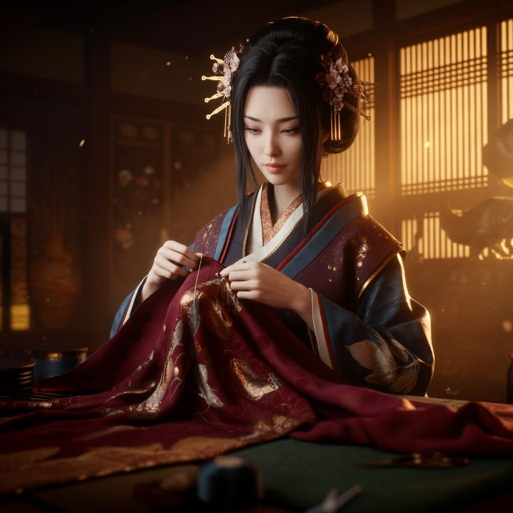 Japanese Goddess of Fabrics in Ancient Palace