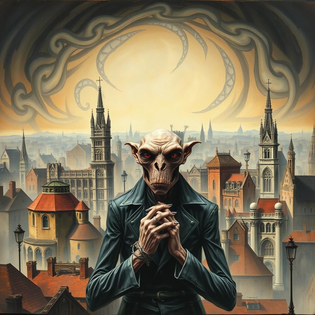 Uriah Heep in a Surreal Victorian Cityscape