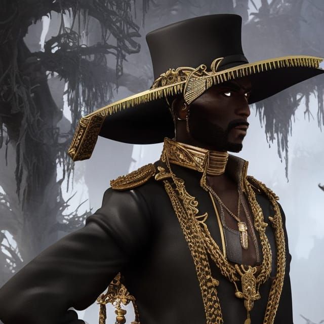 Intricate Portrait of Baron Samedi Noir