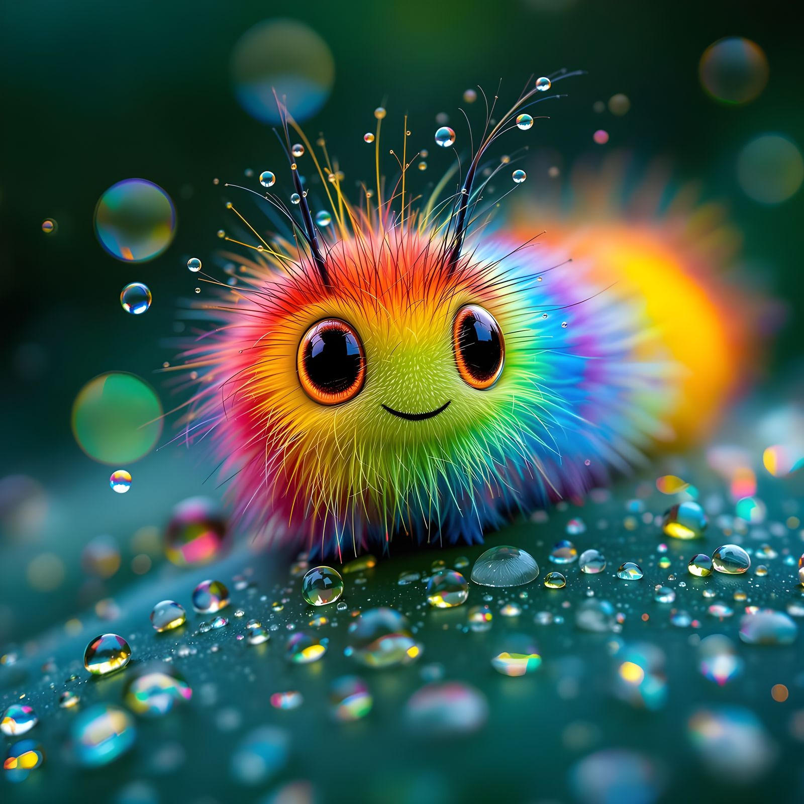 Macro Photo of Rainbow Caterpillar on Leaf