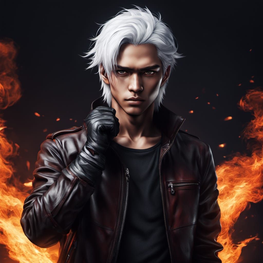 Anime Style Delinquent with Fire