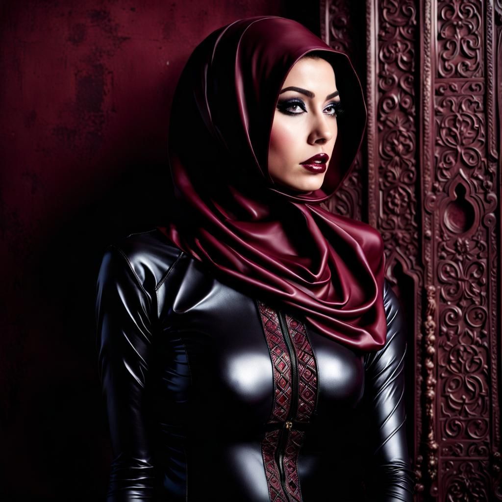 Gothic Art: Woman in Latex Suit and Hijab