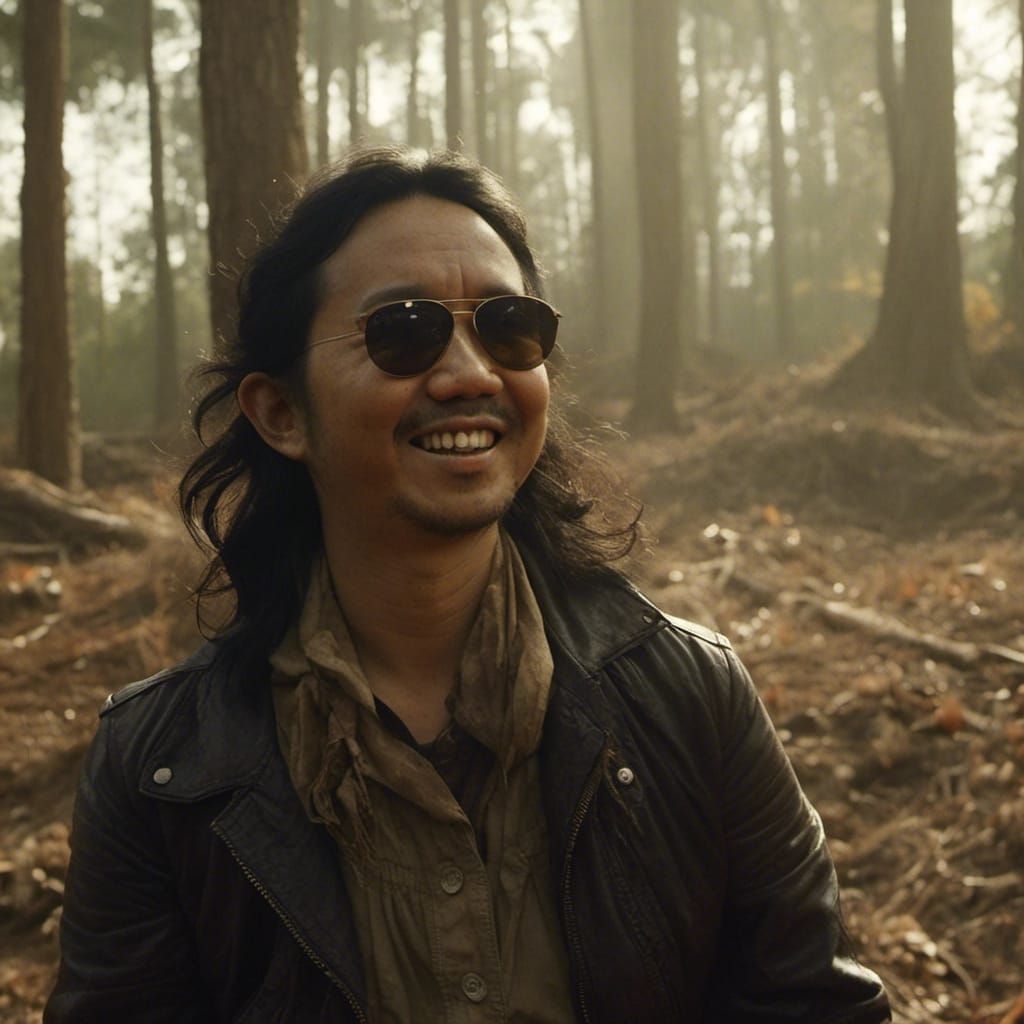 Smiling Woman in Leather Jacket, Cinematic Film Still