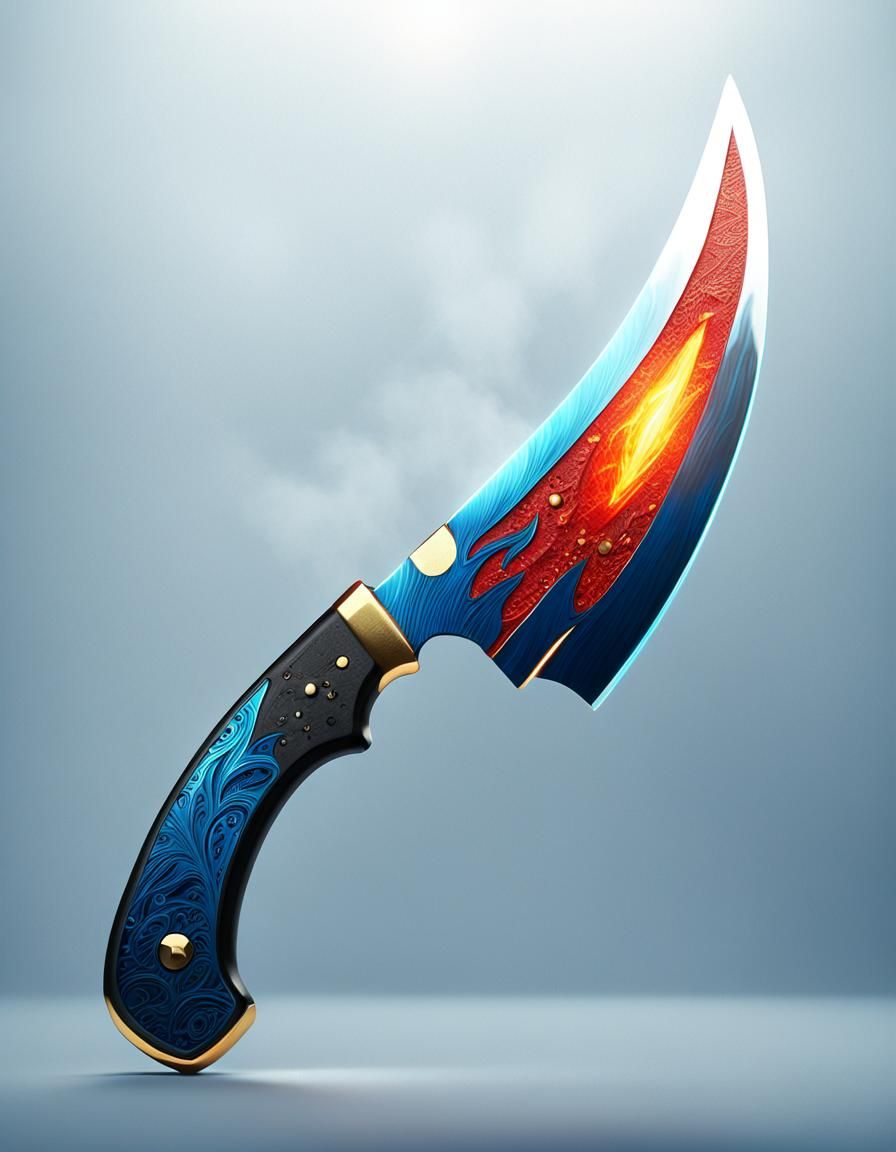 Simple curved knife with broad blade