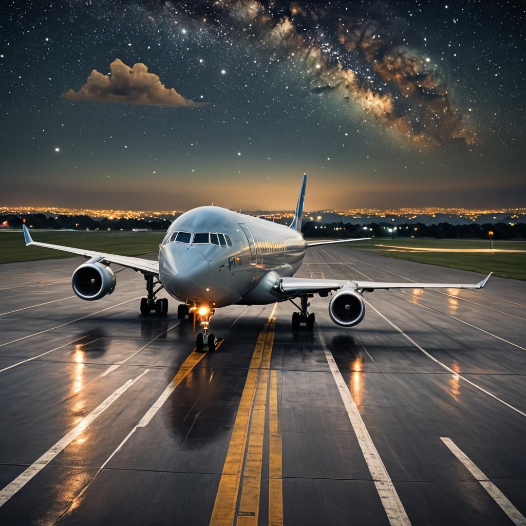 An American aeroplane seen from the back. It's on the runway...
