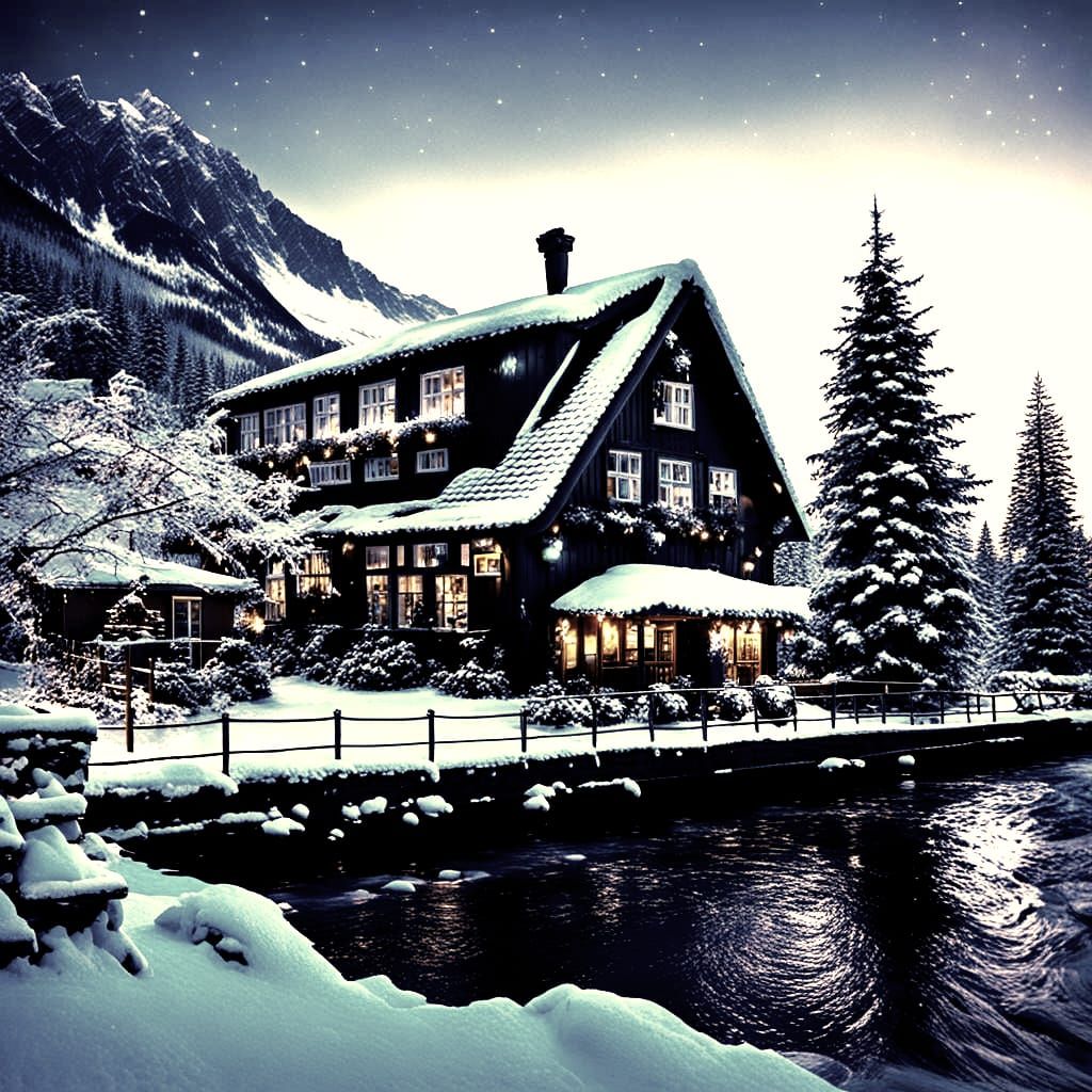 Frozen Cityscape in a Futuristic Winter Landscape