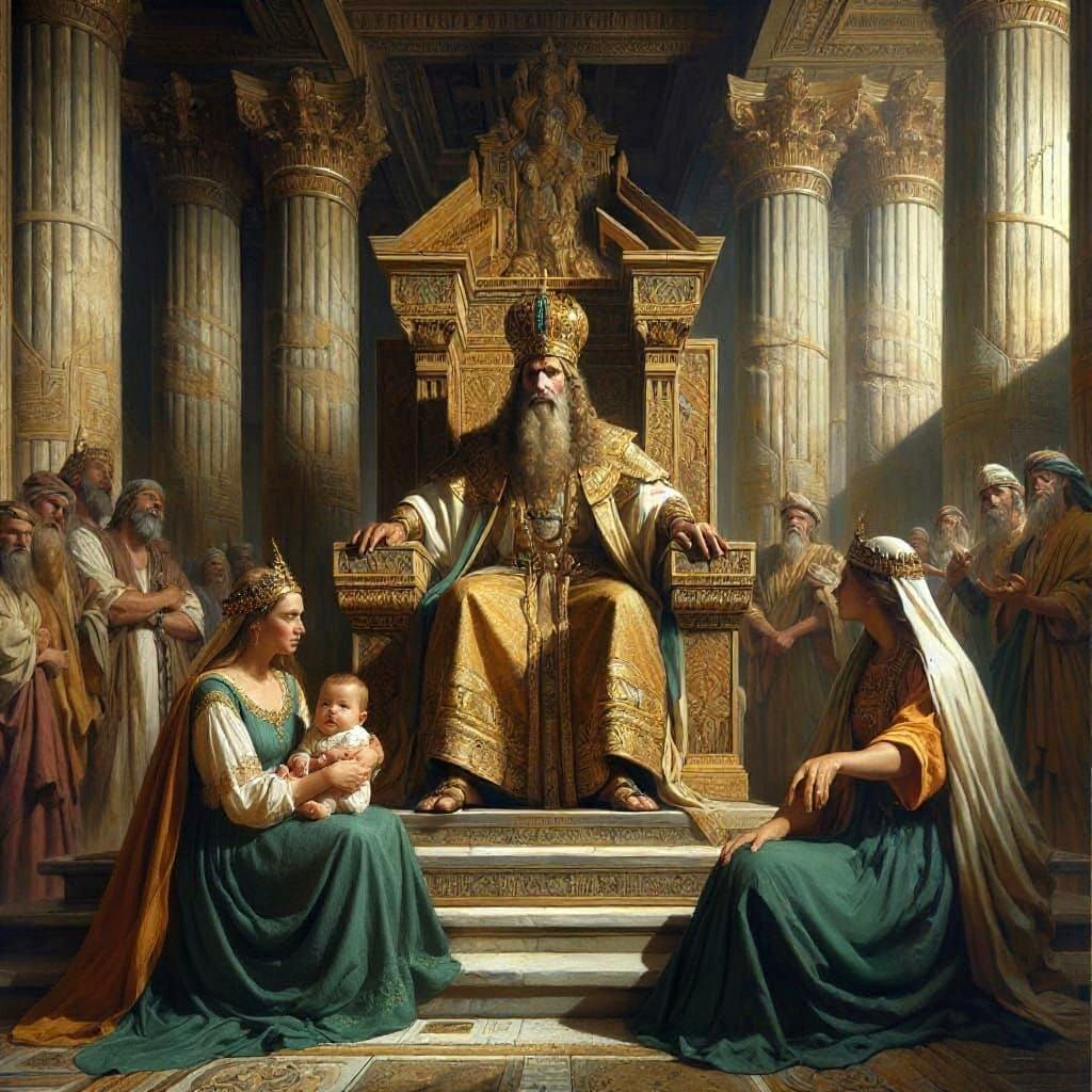 The Judgement of Solomon, Impasto Acrylic Painting