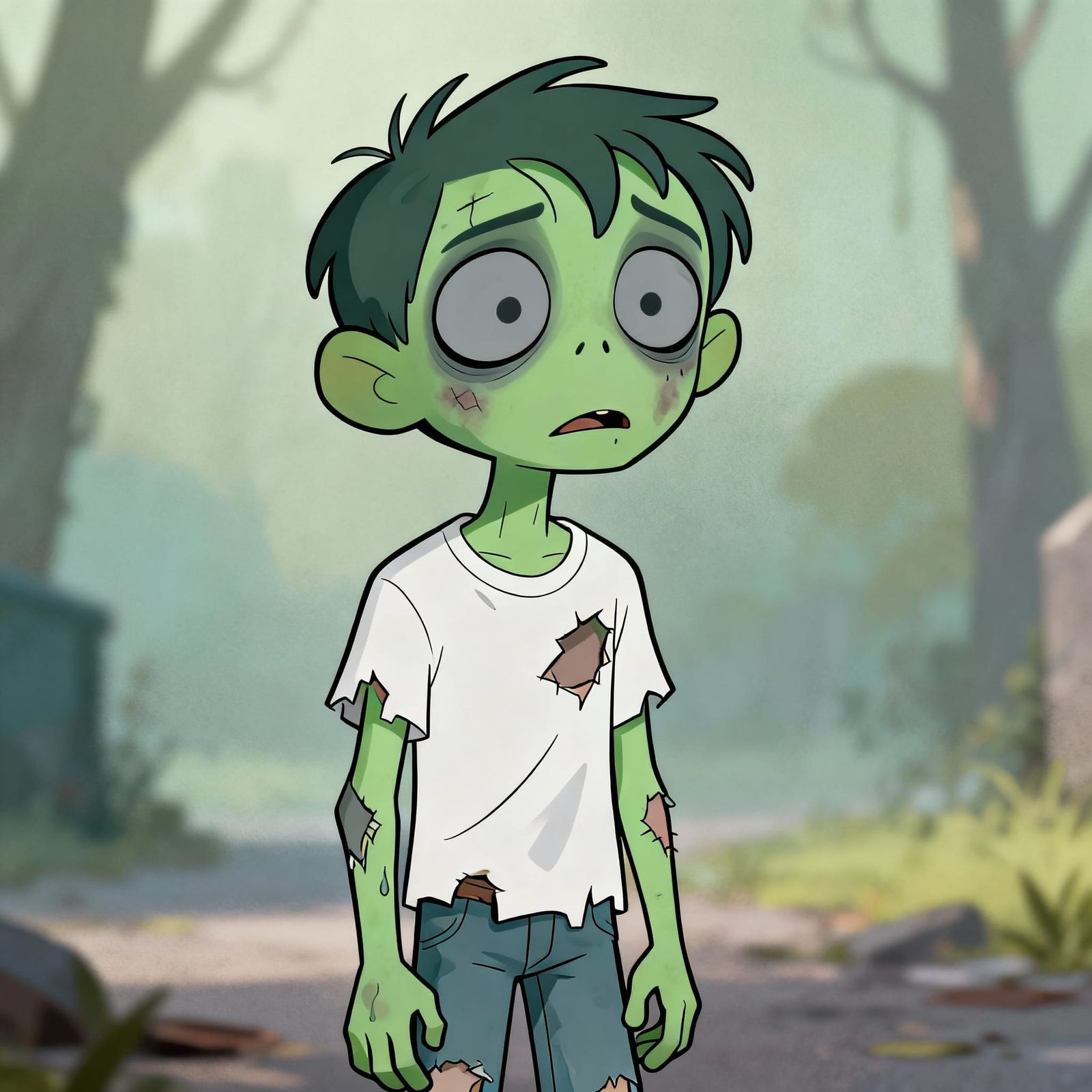 Young Zombie Girl in Classic Disney Animation Style