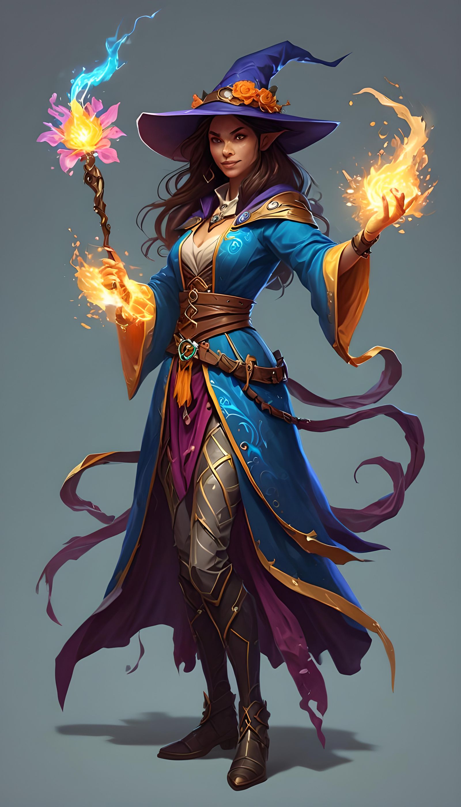 D&D Female Wizard Conjures Flower Bolt