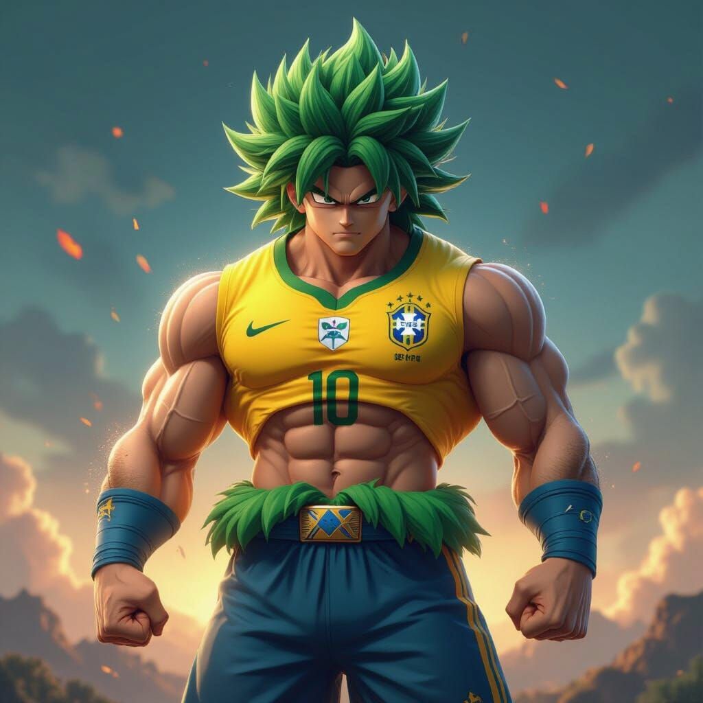 Broly in Brazil Jersey: Epic Fantasy Concept Art