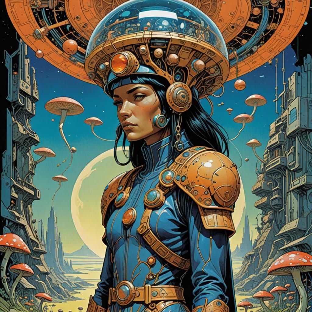 Futuristic Biopunk Art Nouveau Spirit of Misfortune