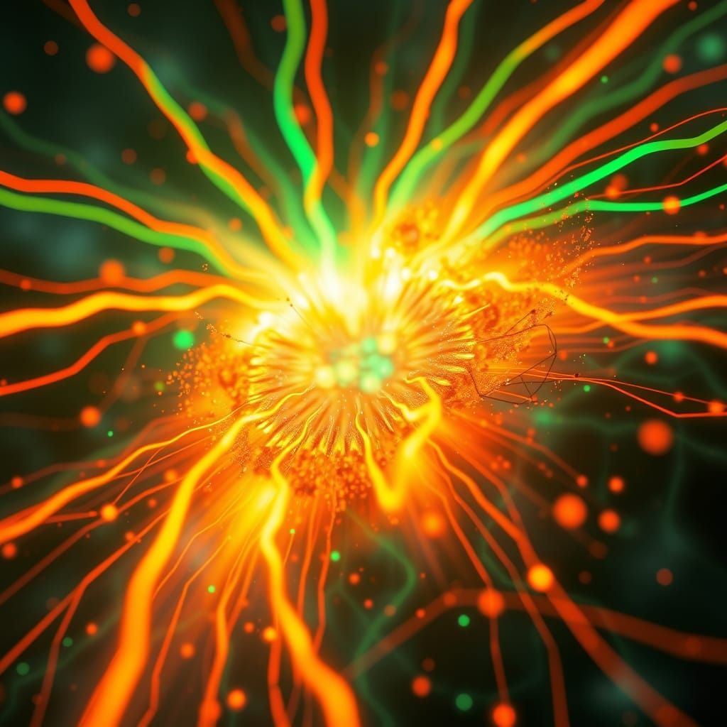 Neon Energy Waves Exploding on Dark Background