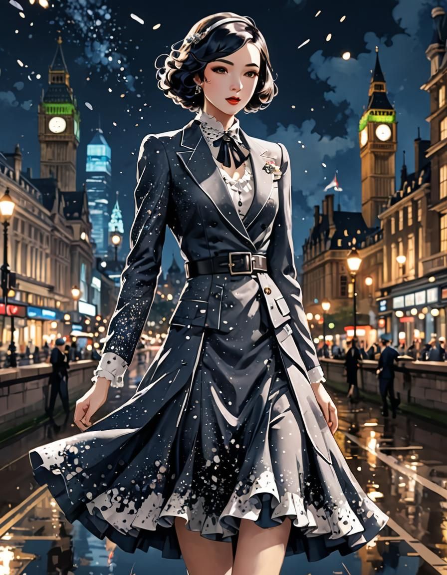 1930s Fashion in London: Anime-Inspired 3D Art