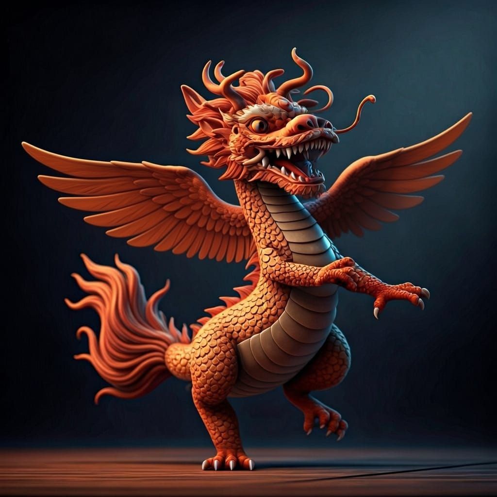 Mythical Pixiu with Added Wing, Detailed Fantasy Art