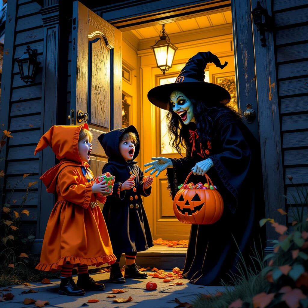 Halloween Horror: Children Meet Real Witch at Haunted House